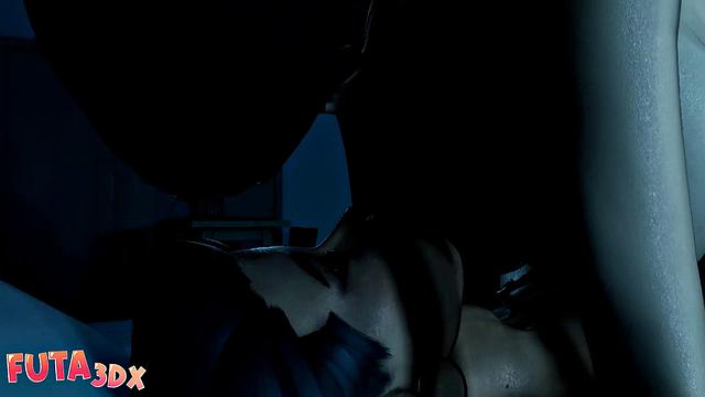 Futa3dX - Hot Purple Haired Babe Spitroasted by Her Fantasy Creatures Hunks