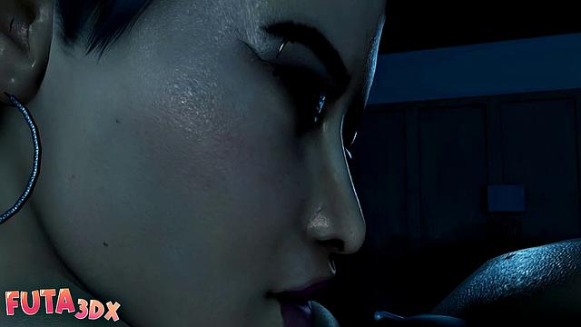 Futa3dX - Hot Purple Haired Babe Spitroasted by Her Fantasy Creatures Hunks