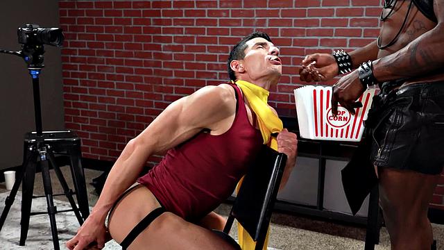 IR bareback for costumed bottom after toying with dildo