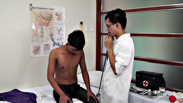 Asian twink toyed by doctors with weird toys in infirmary