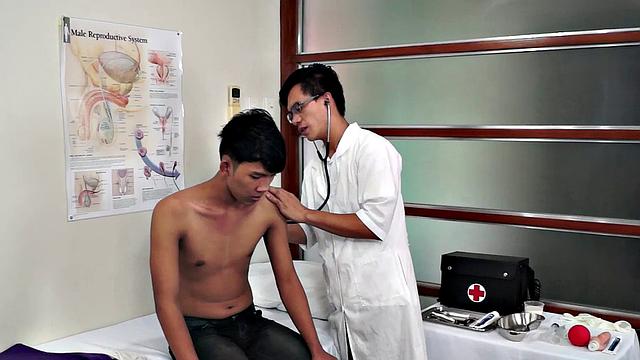 Asian twink toyed by doctors with weird toys in infirmary