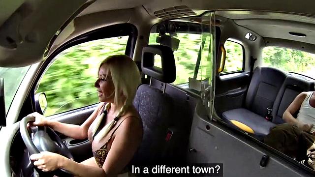 British cabby with huge boobs sucks and rides in reverse like a pro