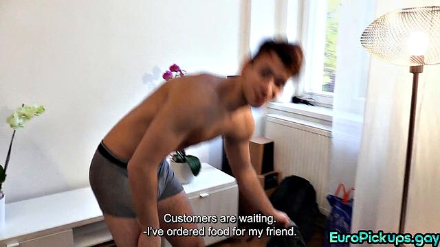 Skinny stud analbanged by stranger