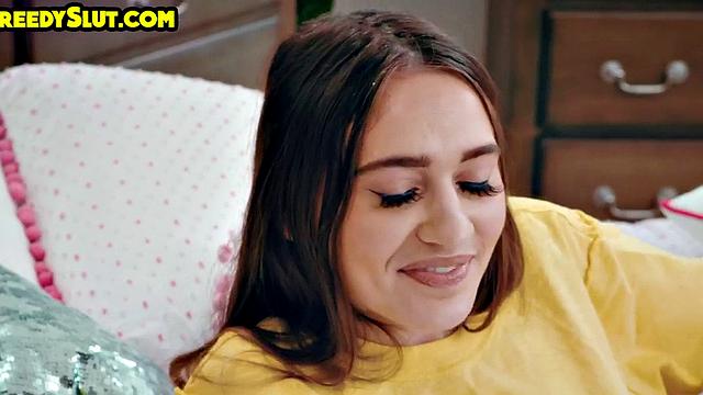 Petite babysitter riding her boss when home alone