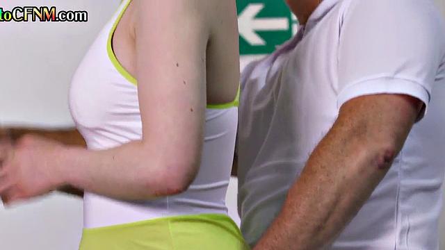 CFNM tennis players wanking instructor's together