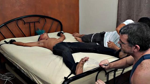 The levels of ticklishness on Alex truly go through the roof. We always send this ticklish twink into a world of hysterical laughter every time we strap him down.