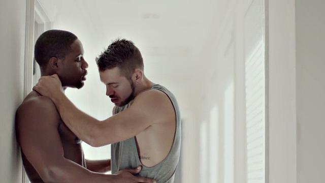 Black wild guy fucks white stud hardcore in anal