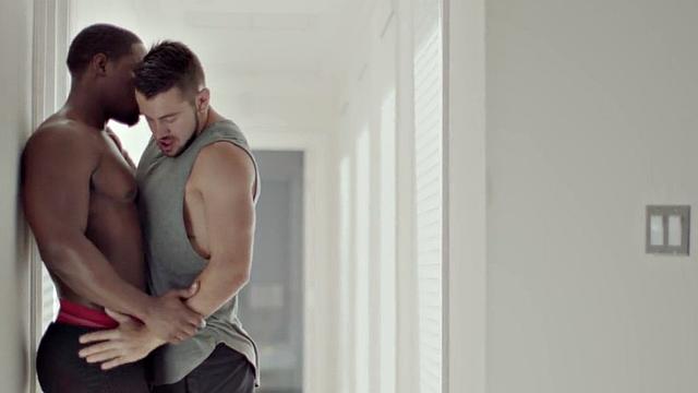 Black wild guy fucks white stud hardcore in anal