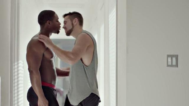 Black wild guy fucks white stud hardcore in anal