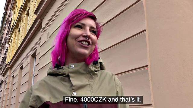 Czech babe pulled into giving head and banging for money
