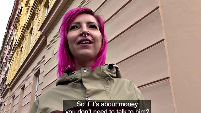 Czech babe pulled into giving head and banging for money