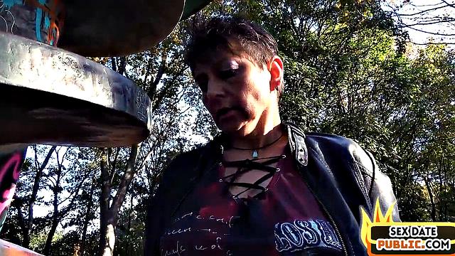 Real picked cougar fucked outdoors