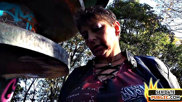 Real picked cougar fucked outdoors