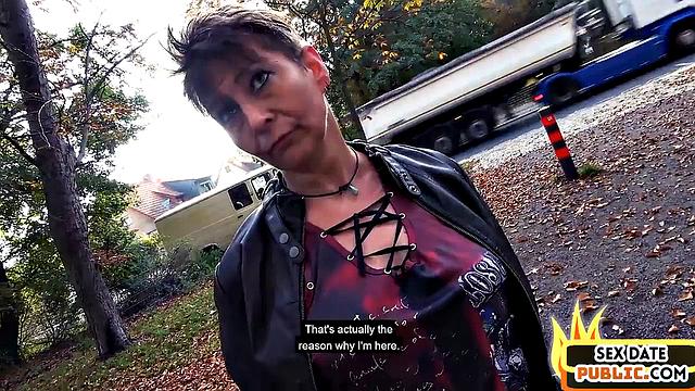 Real picked cougar fucked outdoors