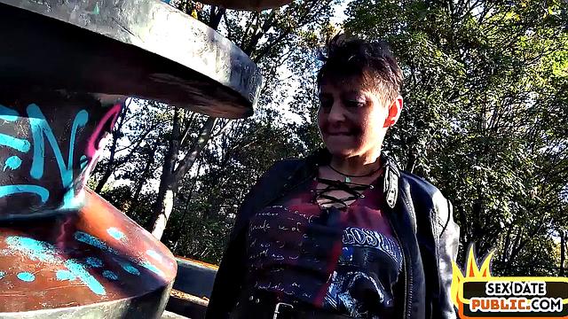 Real picked cougar fucked outdoors