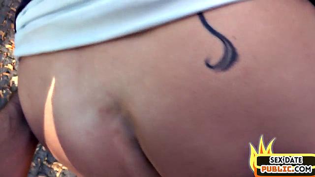 Real picked cougar fucked outdoors