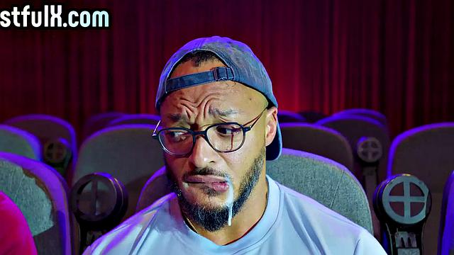 Bisexual babe in cinema 3some with friends