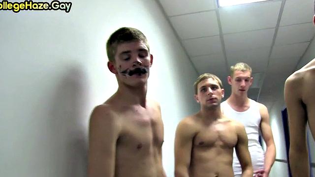 Straight studs from college fucked in dormitory for frat