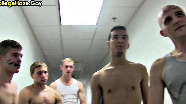 Straight studs from college fucked in dormitory for frat