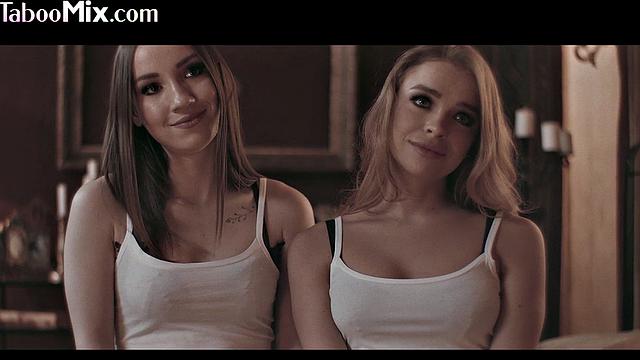 High-class lesbians scissoring with baes