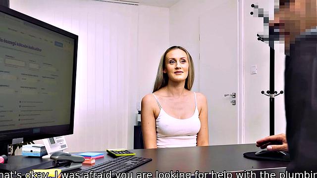 LOAN4K. Girl is in trouble but sex with the loan manager helps solve it