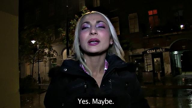 Young blonde with tattoos loves to suck and fuck for cash in public