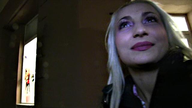 Young blonde with tattoos loves to suck and fuck for cash in public