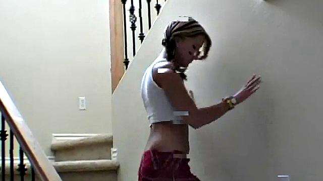 Naughty schoolgirl models for camera