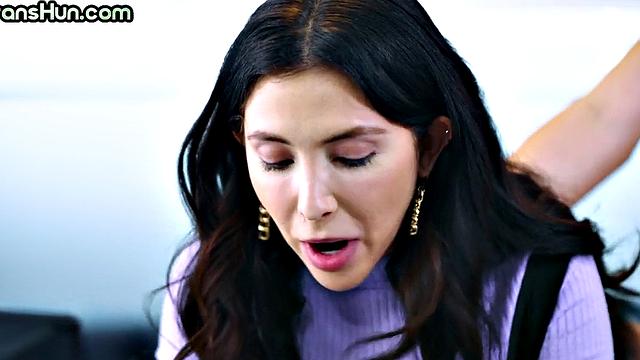 Sneaky tgirls pounding pussies with voyeurs around