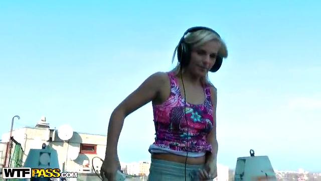 Live footage with blonde DJ Girl