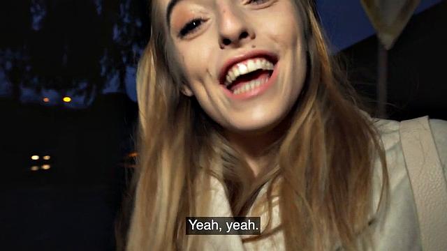 Picked up petite 21yo in pantyhose POV cockriding