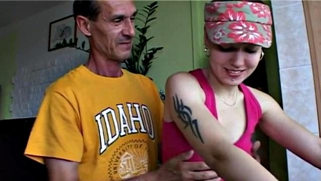 Teen felt up by oldie then pussy fucked