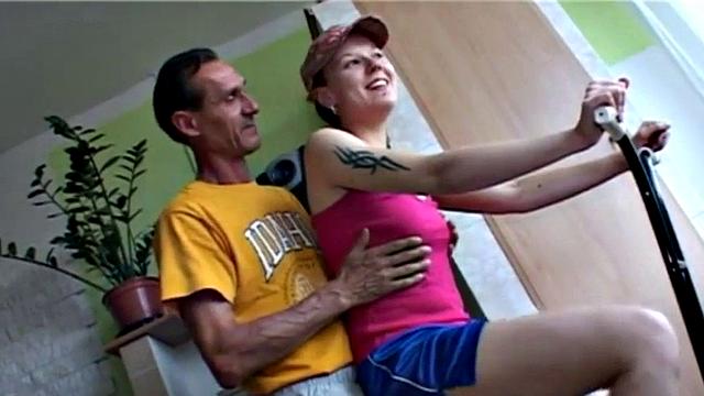 Teen felt up by oldie then pussy fucked