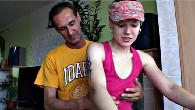 Teen felt up by oldie then pussy fucked