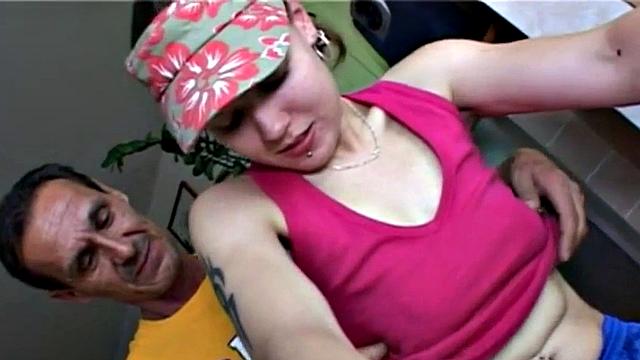 Teen felt up by oldie then pussy fucked