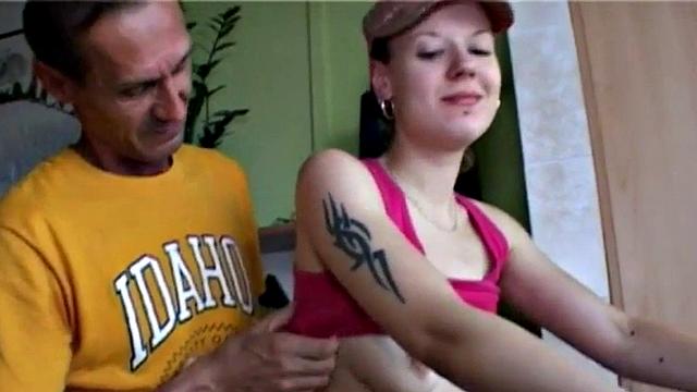 Teen felt up by oldie then pussy fucked