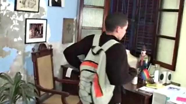 These two young and hung Latinos can't resist and soon lips are wrapped around big fat Latin cock. The boys move to a more comfortable spot and fuck.