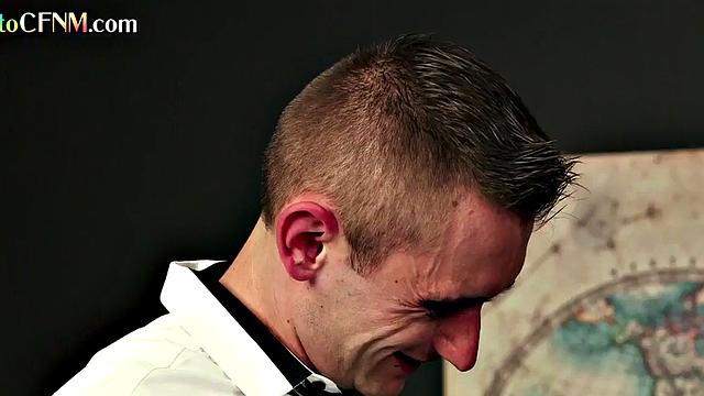 CFNM college babes suck classmate's cock till cumshot