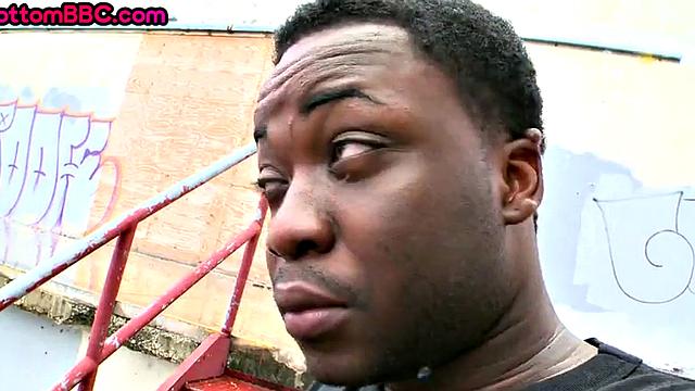 Real Ebony bottom gets ass outdoor by white
