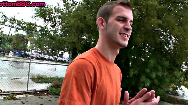 Real Ebony bottom gets ass outdoor by white