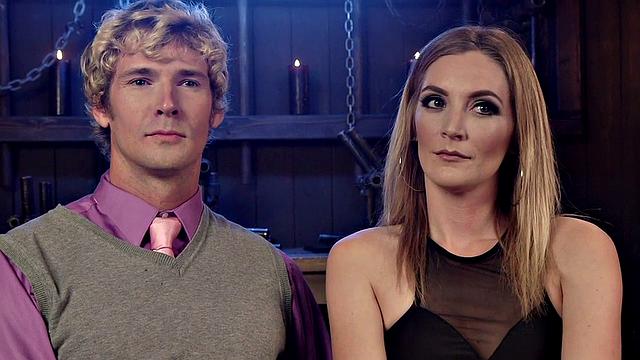 BDSM domina whipping and pegging her pathetic bound subject