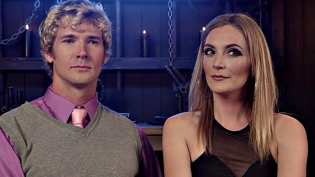 BDSM domina whipping and pegging her pathetic bound subject