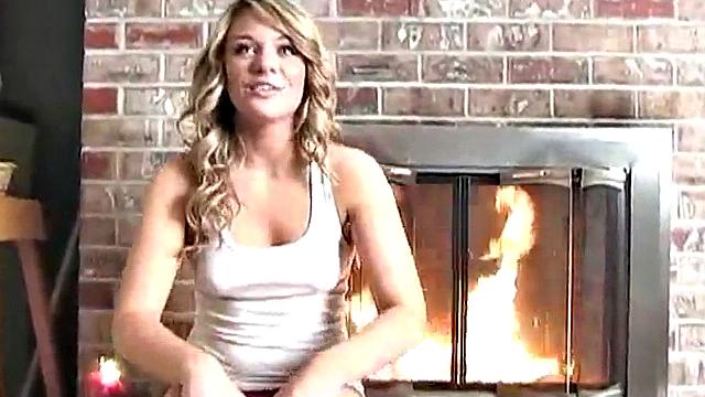 Sexy blonde dripping wet as she soaks her shirt