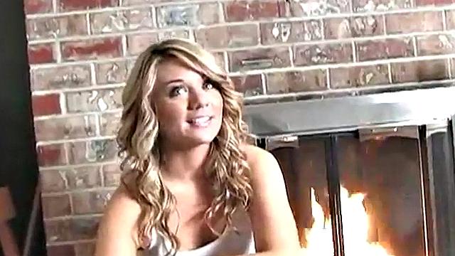 Sexy blonde dripping wet as she soaks her shirt