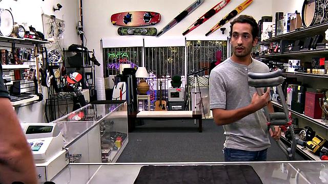 Skinny amateur stud POV fucked in pawnshop office by owner