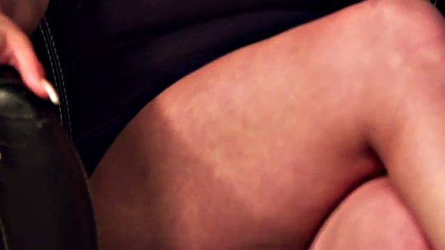 Busty voyeur MILF in high heels teases with big boobs