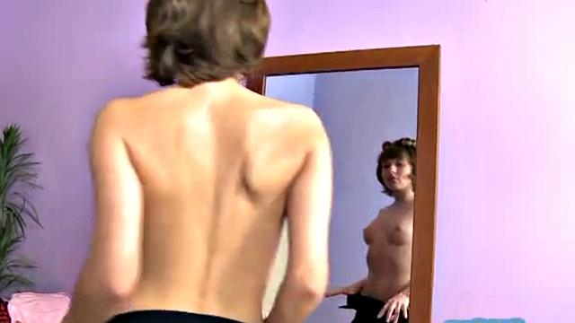 Petite body teen Lil Maya fingers her bald pussy in panties