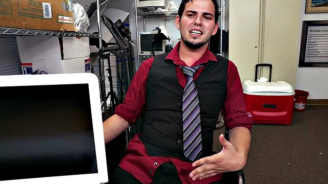 Ebony top bangs white crack of stud bottom in office