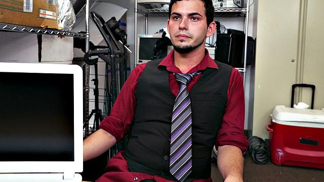 Ebony top bangs white crack of stud bottom in office