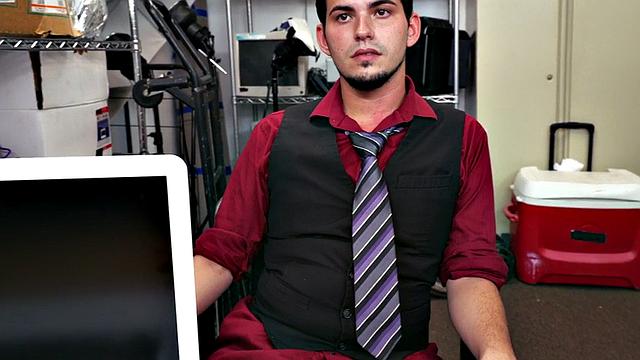 Ebony top bangs white crack of stud bottom in office